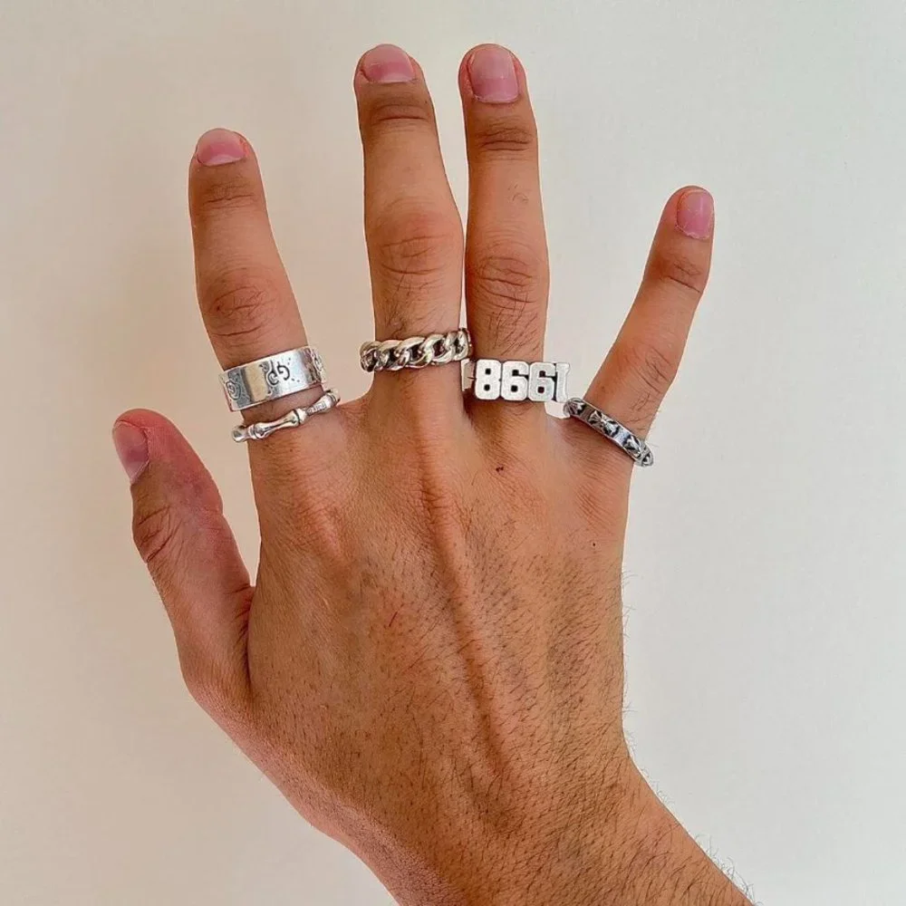 y2k 2000s vintage chrome cross silver ring